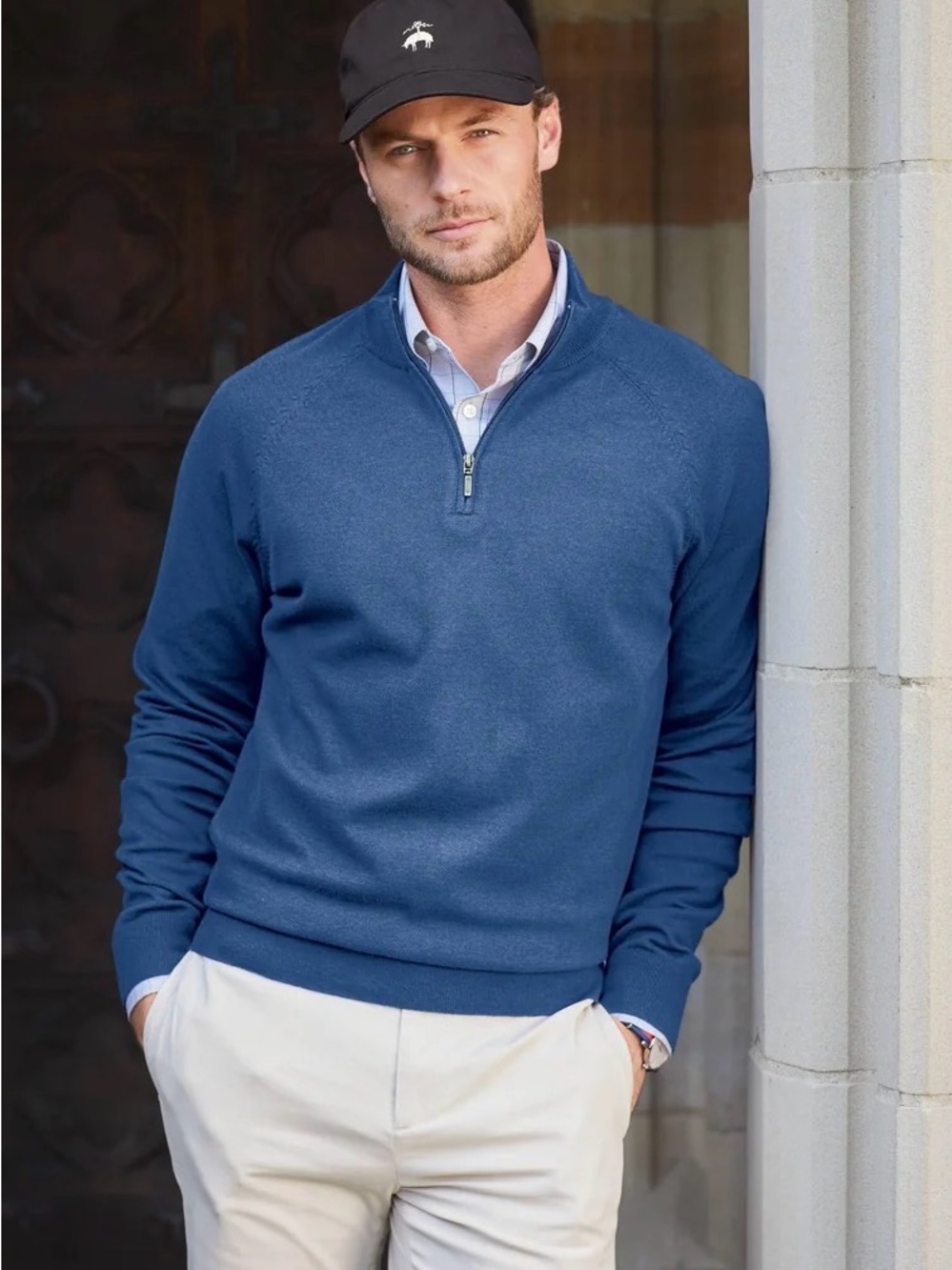 Brooks Brothers Men's Half-Zip Sweater in Blue